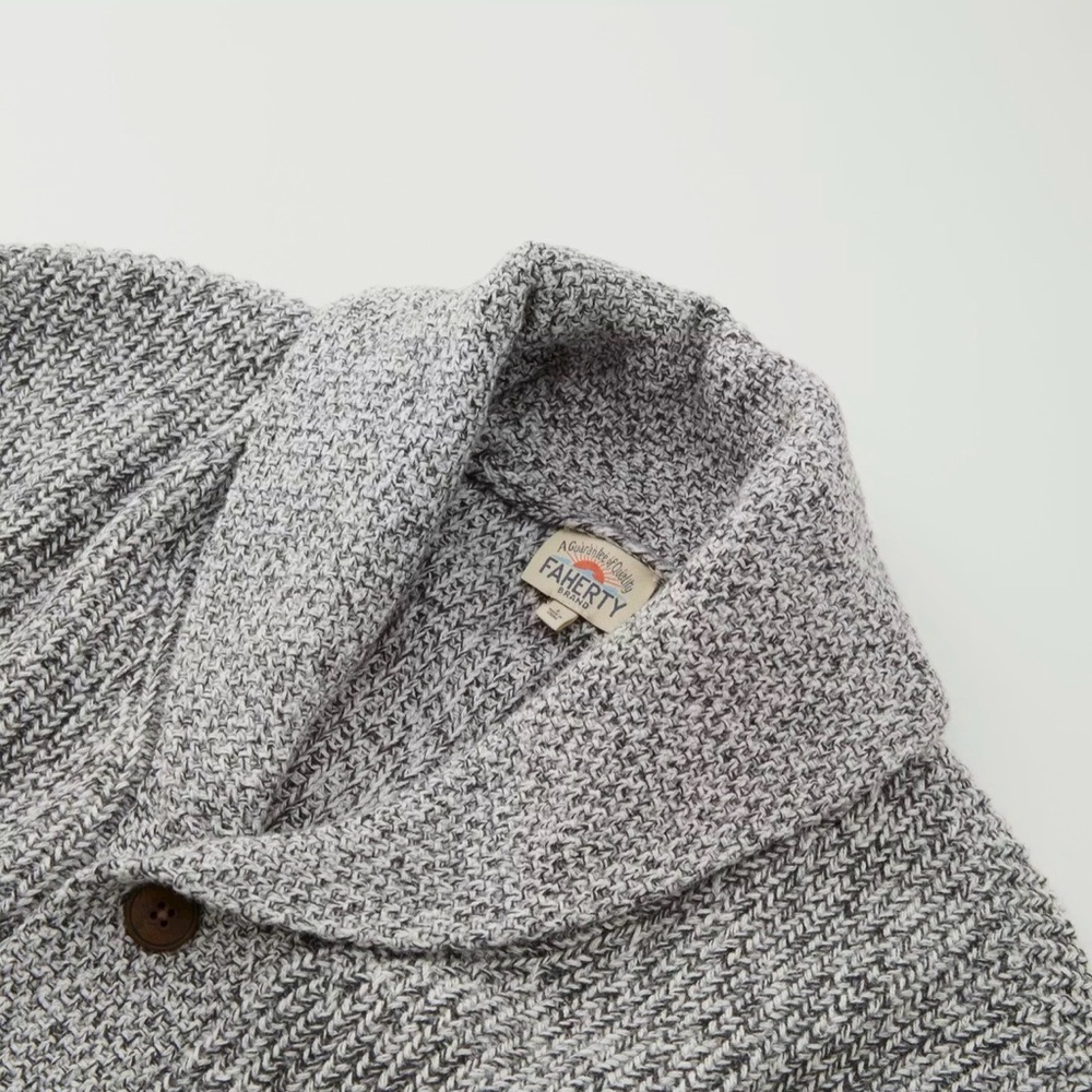 Faherty | Heather Gray Marled Cotton Cashmere Knit Cardigan ~ XL Like New - Picture 6 of 11